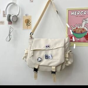 Cream Crossbody Bag‎ with Adjustable Strap With 4 Pins